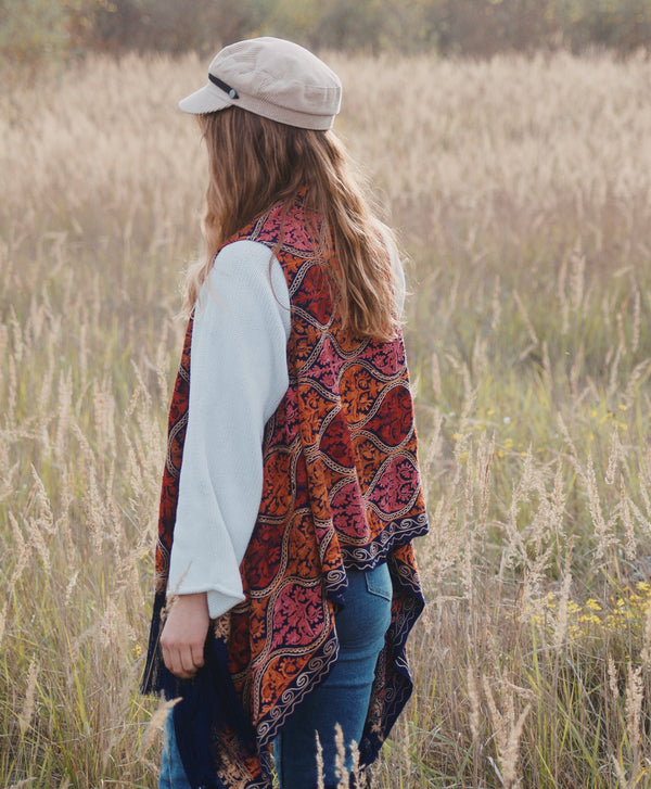 Embroided Vest with fringes