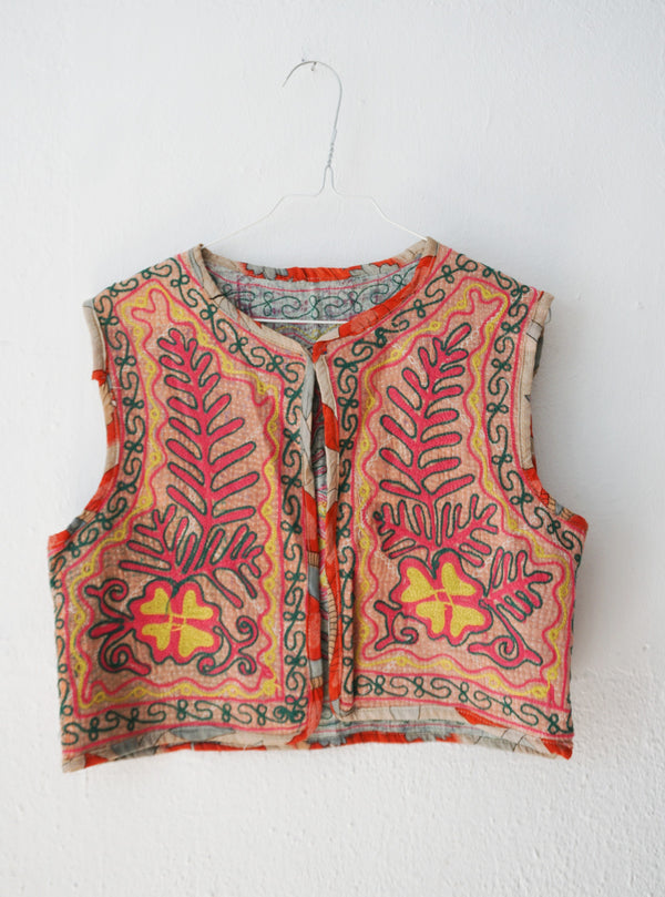 embroided cotton vest
