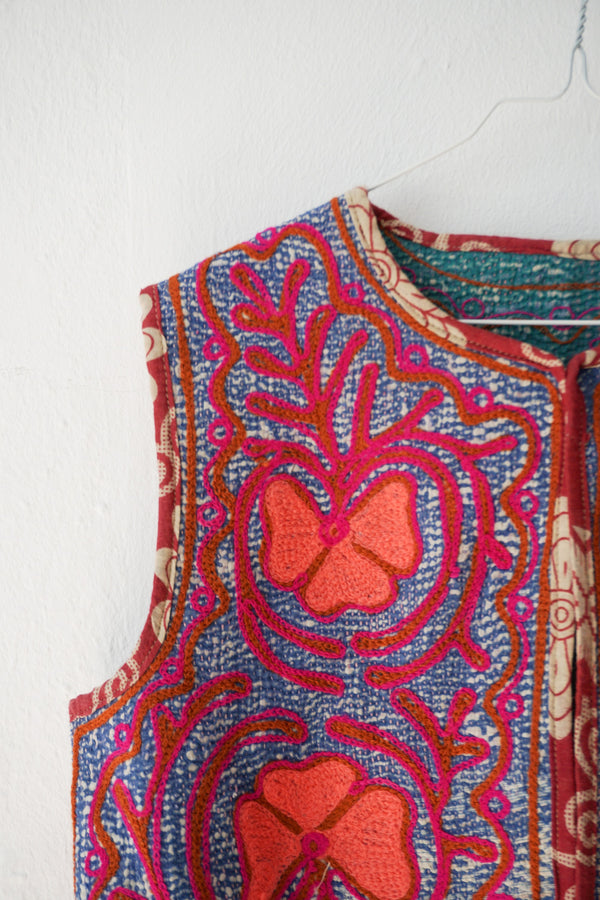 embroided cotton vest