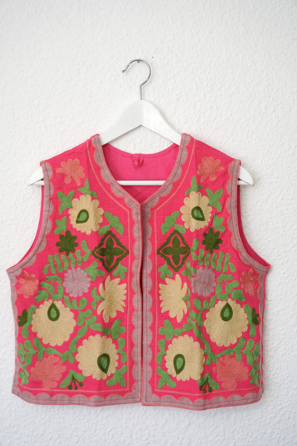 embroided cotton vest