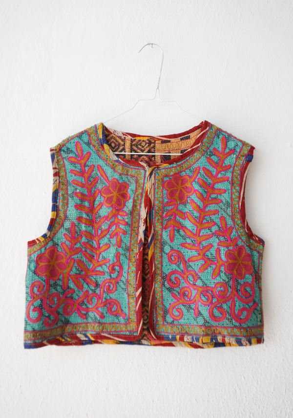 embroided cotton vest