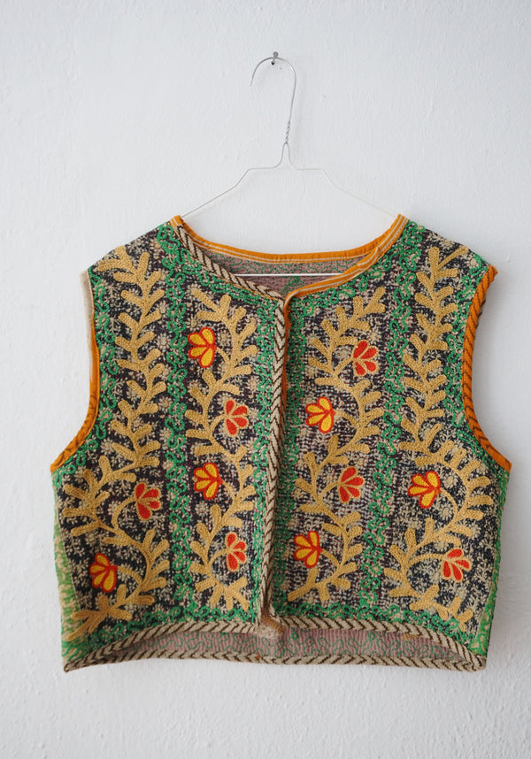 embroided cotton vest