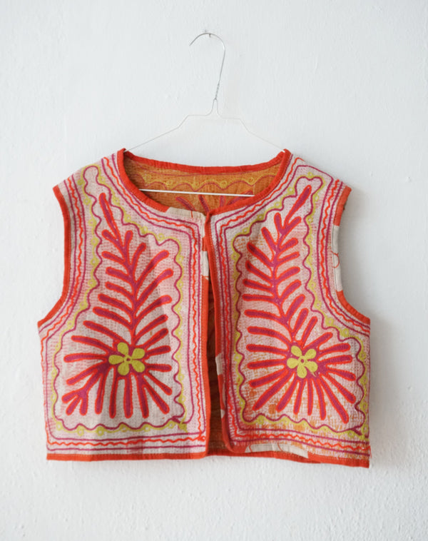 embroided cotton vest