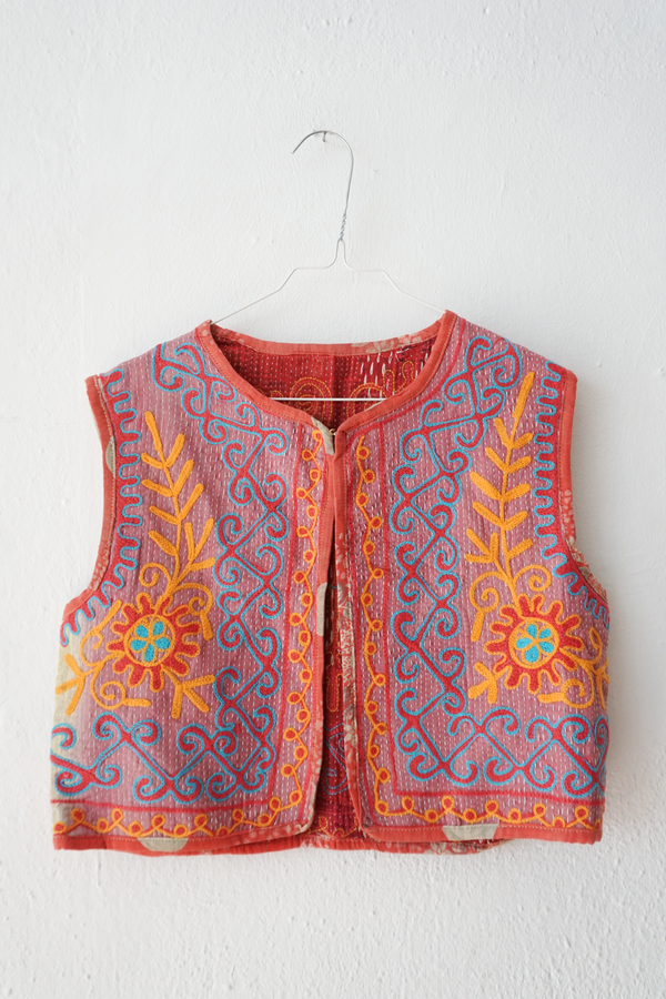embroided cotton vest
