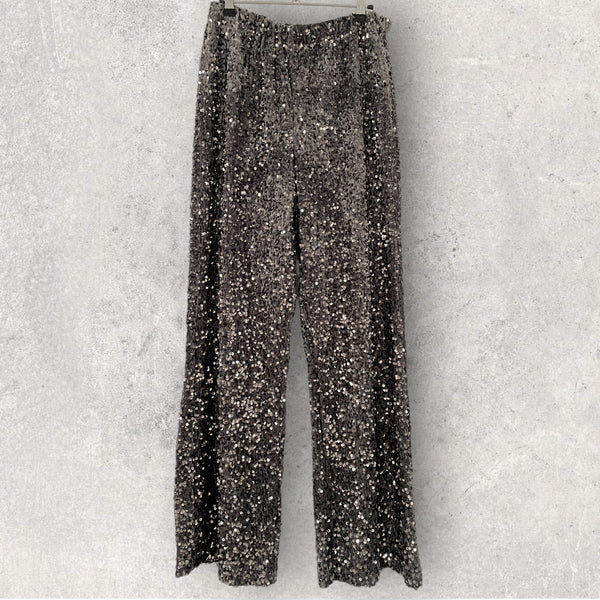 Glitter & velvet wide leg grey