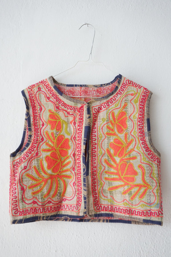 embroided cotton vest