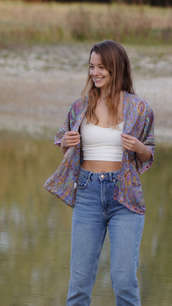 Kimono with silk