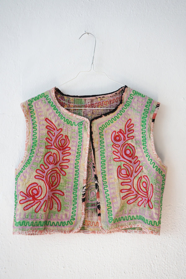 embroided cotton vest