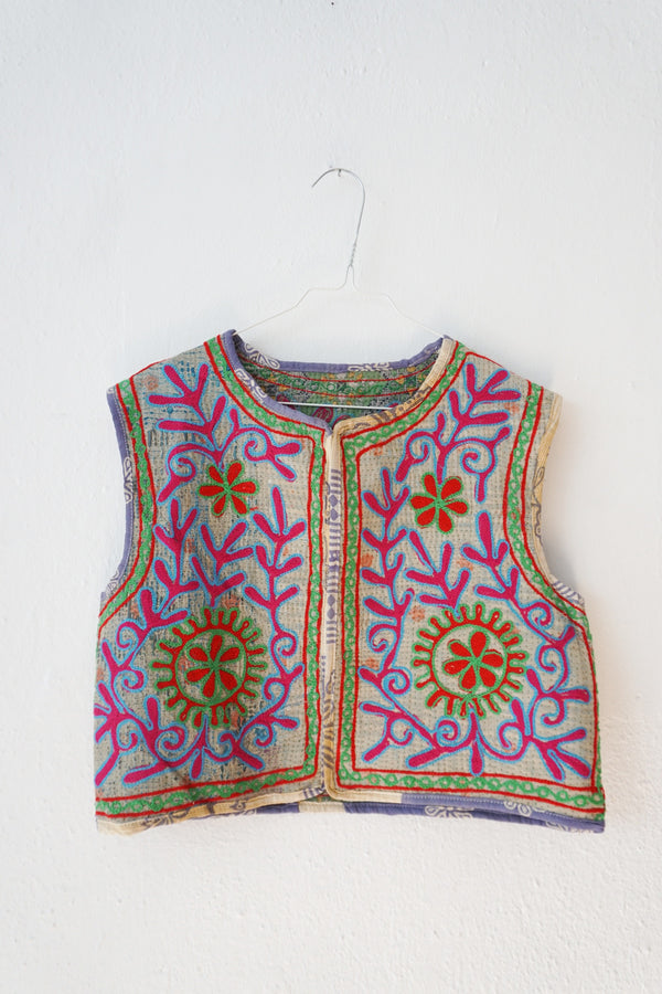embroided cotton vest