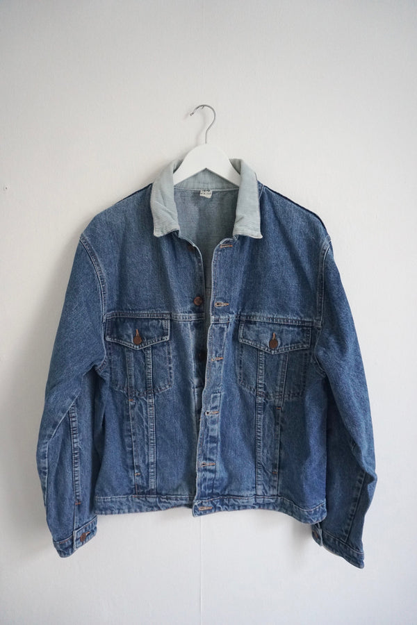 Oversized jeansjacket curdory collar