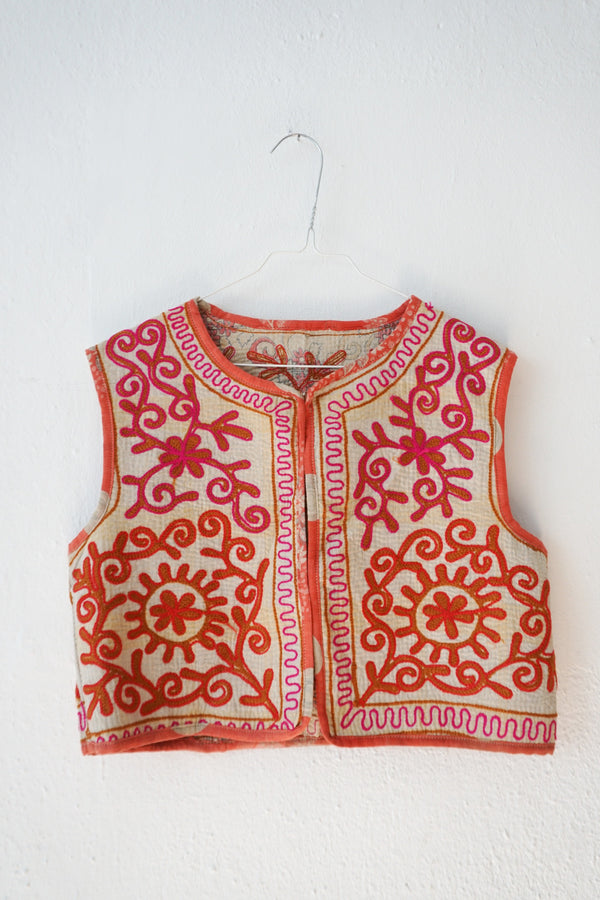 embroided cotton vest