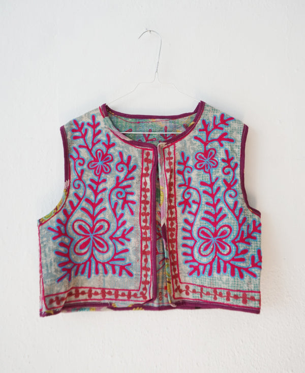 embroided cotton vest