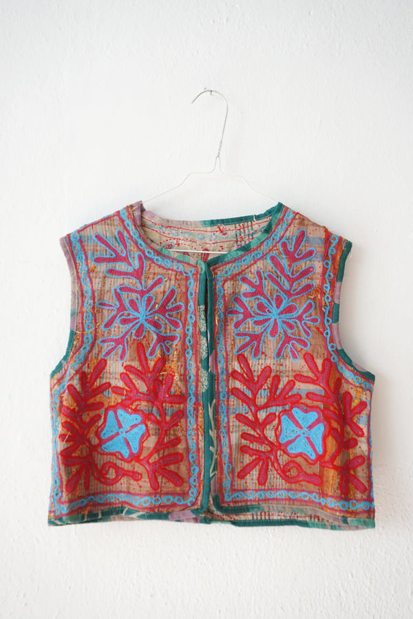 embroided cotton vest