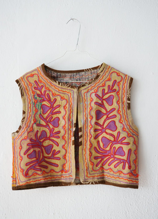 embroided cotton vest