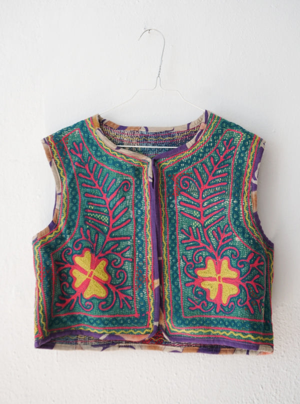 embroided cotton vest