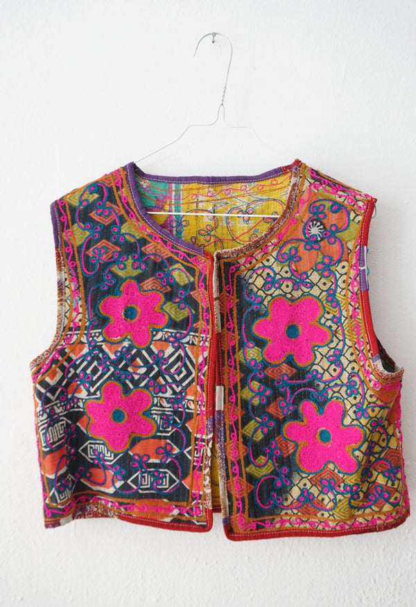 embroided cotton vest