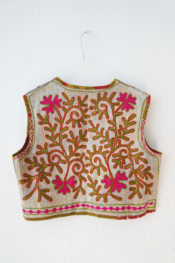 embroided cotton vest
