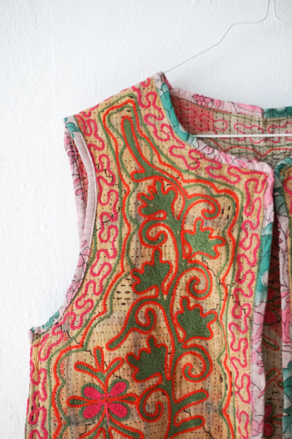 embroided cotton vest
