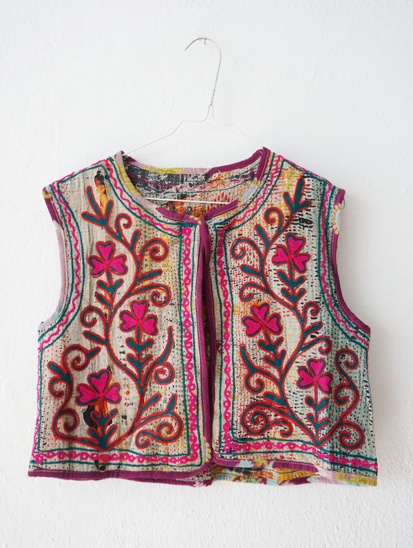embroided cotton vest