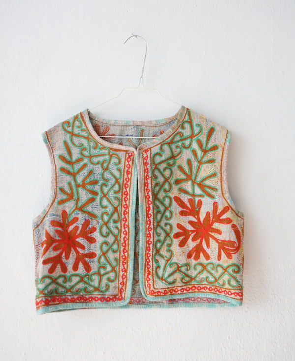 embroided cotton vest