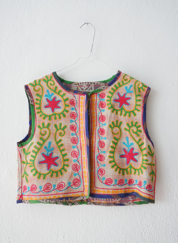 embroided cotton vest