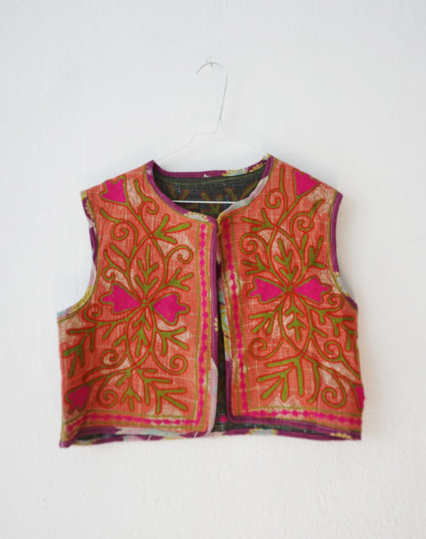embroided cotton vest