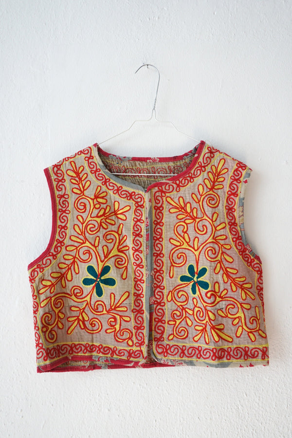 embroided cotton vest