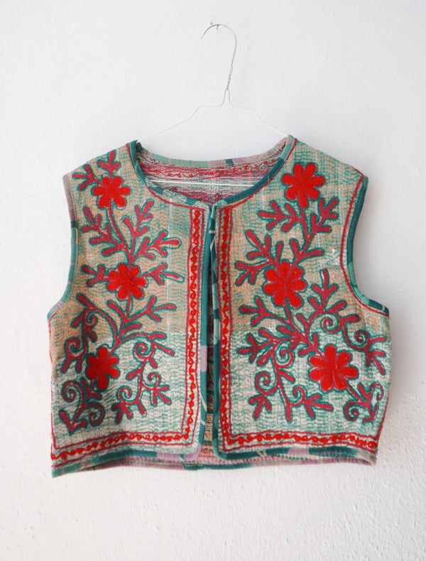 embroided cotton vest