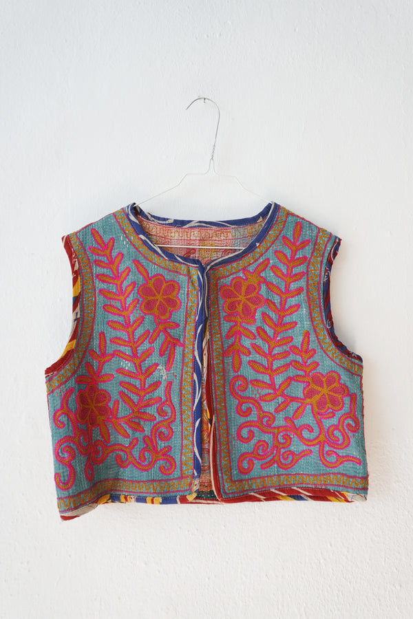 embroided cotton vest