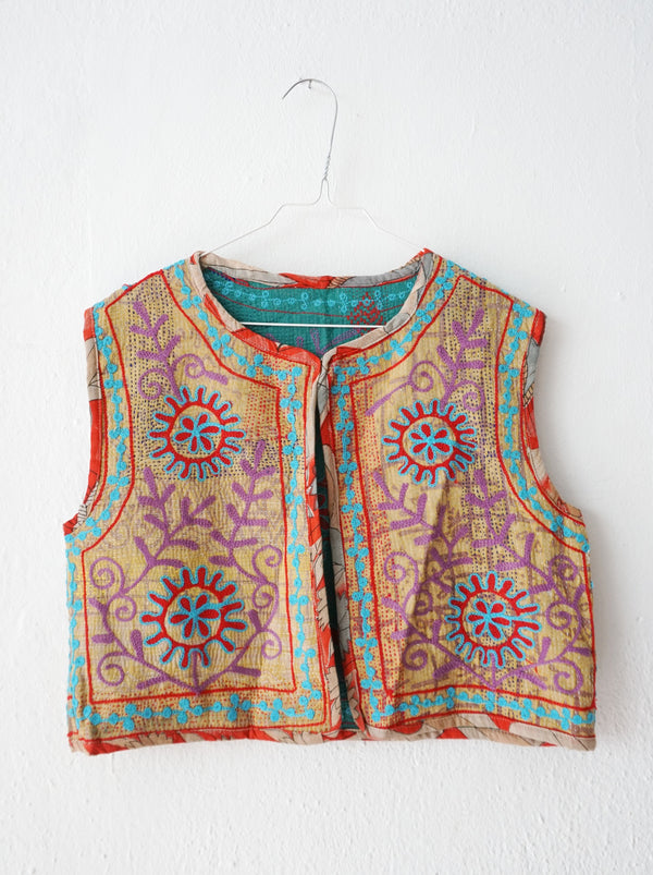 embroided cotton vest