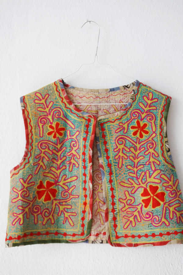 embroided cotton vest