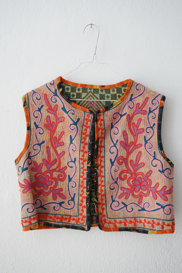 embroided cotton vest