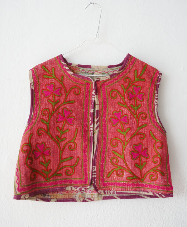 embroided cotton vest