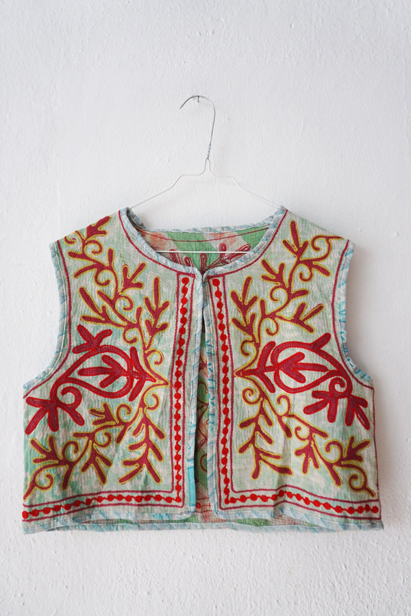 embroided cotton vest