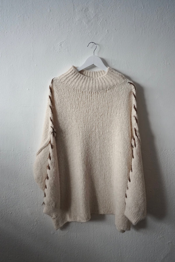 Cozy knit creme&brown
