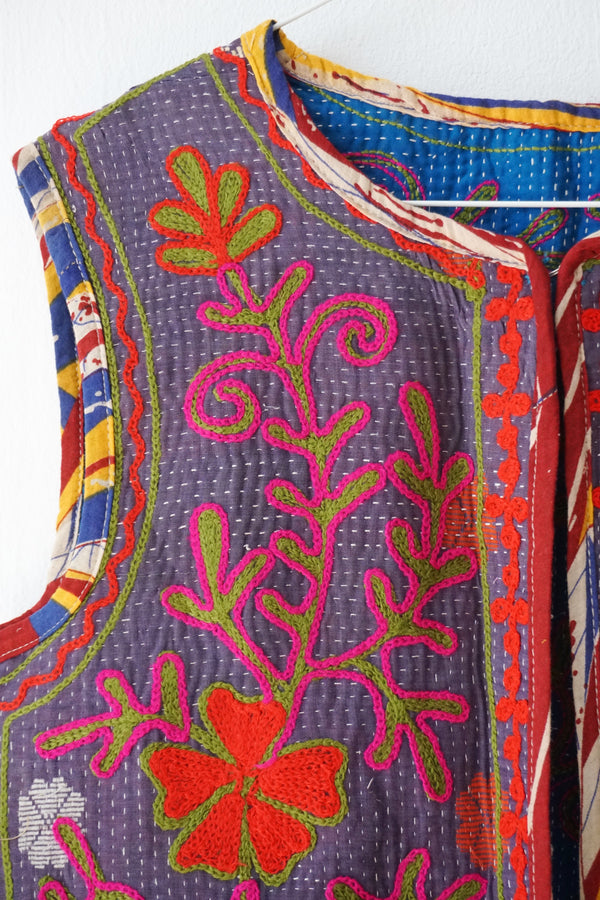 embroided cotton vest