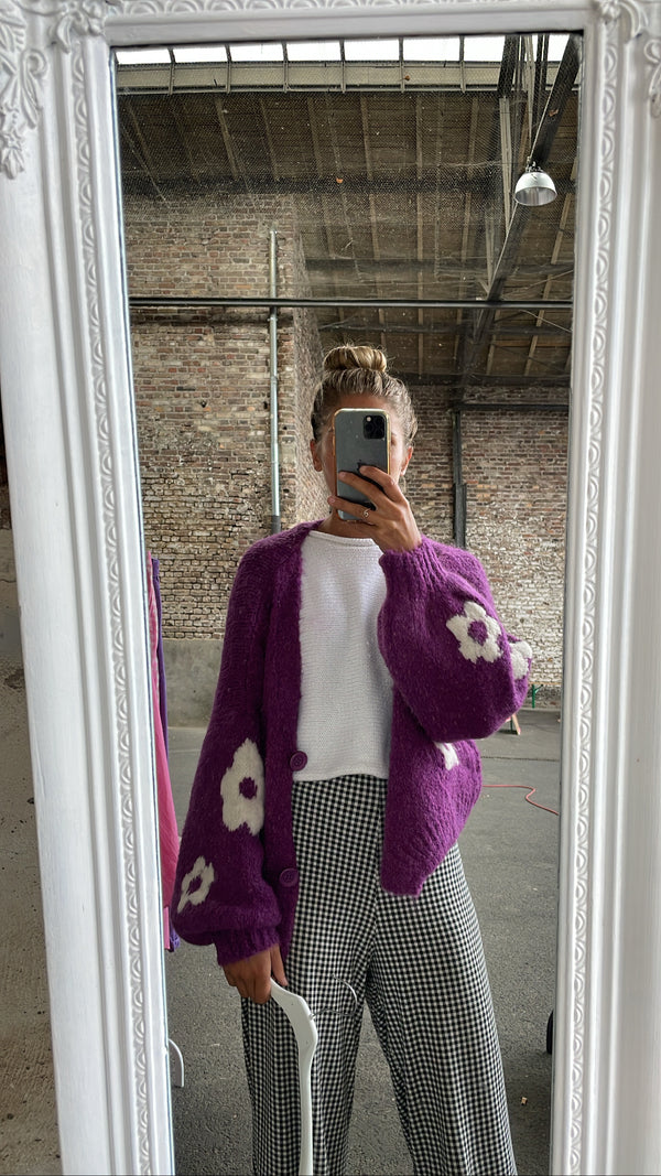 cozy jacket purple flowers