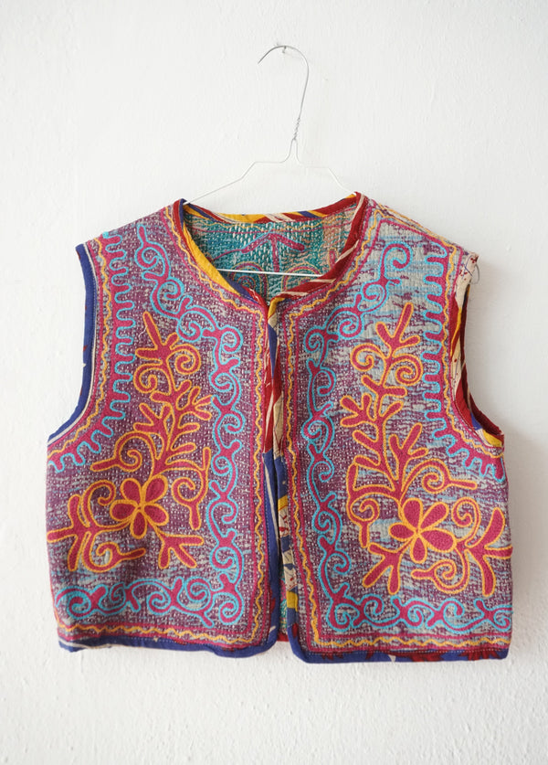 embroided cotton vest