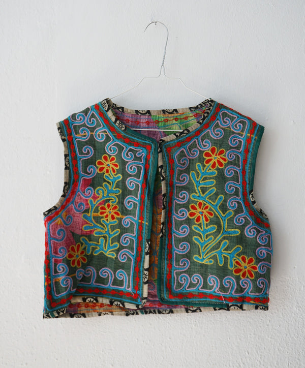 embroided cotton vest