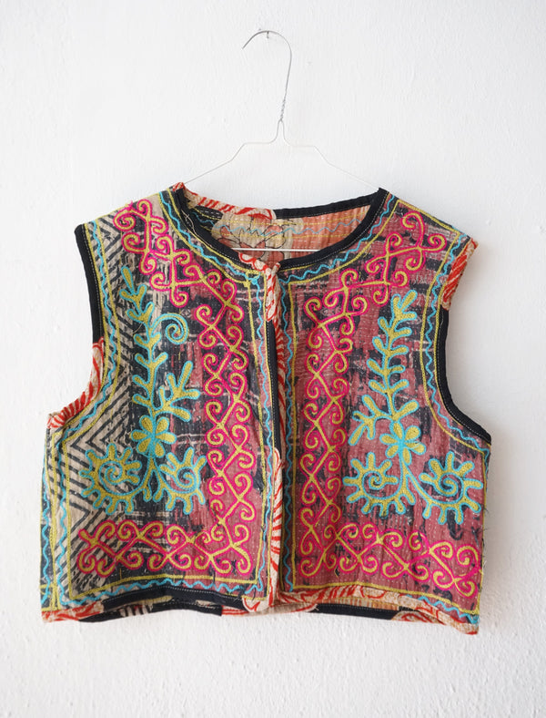 embroided cotton vest