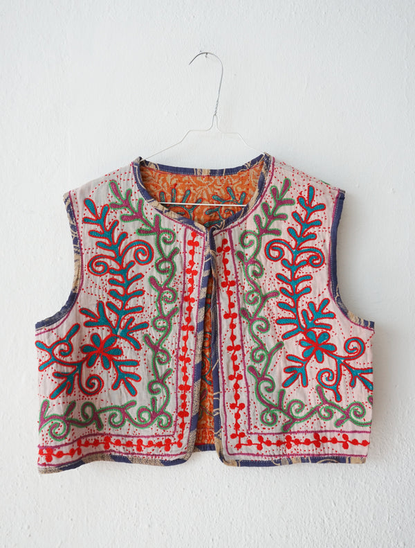 embroided cotton vest