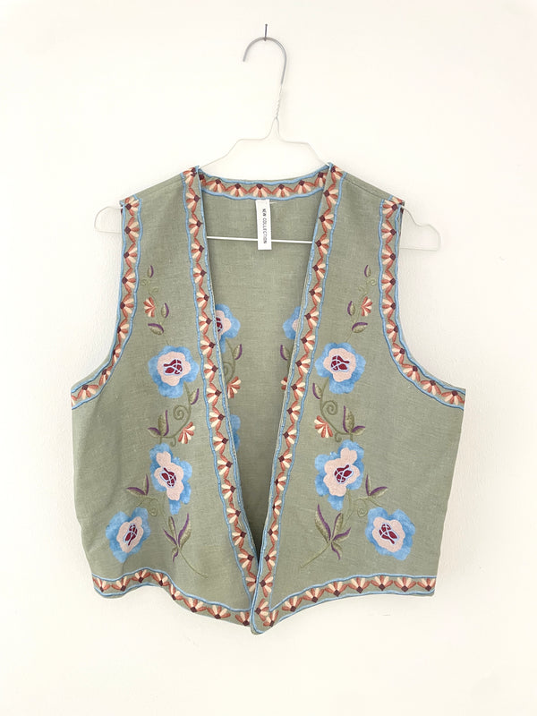 Vest floral khaki