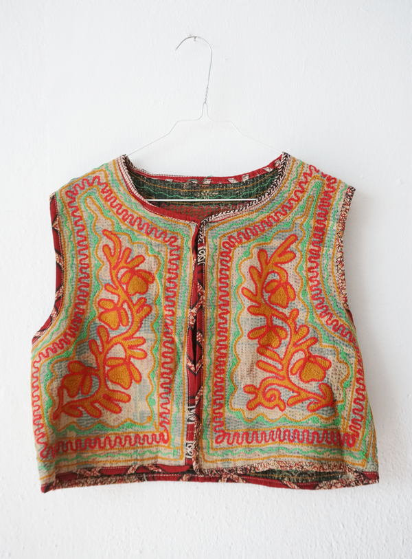 embroided cotton vest