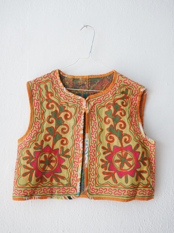 embroided cotton vest
