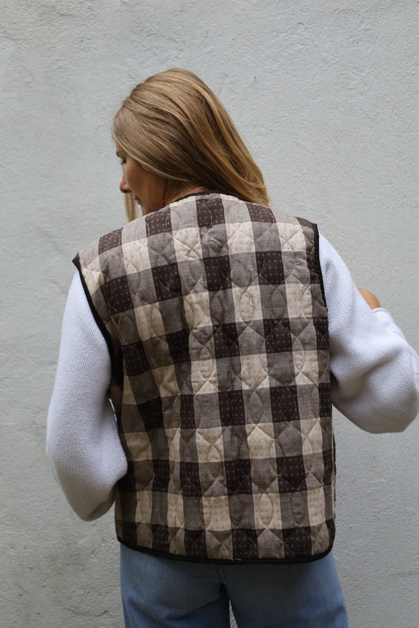Checkered Vest Brown